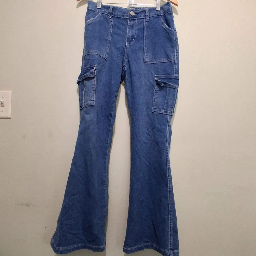 Cargo‎ Flare Y2K Women's M Elastic Back Medium Wash No Comment RW431194